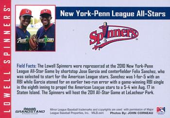 2010 Grandstand Lowell Spinners Update #NNO New York-Penn League All-Stars (Jose Garcia / Felix Sanchez) Back