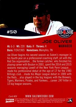 2017 Choice Salem Red Sox #26 Joe Oliver Back