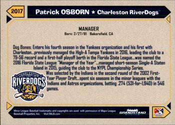 2017 Grandstand Charleston RiverDogs #NNO Patrick Osborn Back