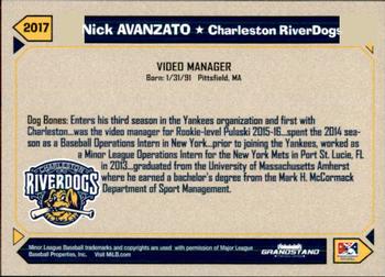 2017 Grandstand Charleston RiverDogs #NNO Nick Avanzato Back