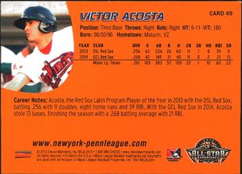 2015 Choice New York-Penn League All-Stars #49 Victor Acosta Back