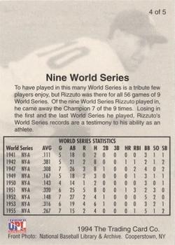 1994 Front Row Premium All-Time Greats Phil Rizzuto #4 Phil Rizzuto Back