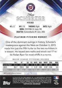 2017 Bowman Platinum #23 Max Scherzer Back