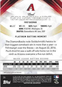 2017 Bowman Platinum #26 Paul Goldschmidt Back