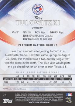 2017 Bowman Platinum - Green #73 Troy Tulowitzki Back
