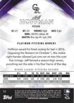 2017 Bowman Platinum - Green #93 Jeff Hoffman Back
