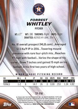 2017 Bowman Platinum - Top Prospects #TP-FW Forrest Whitley Back
