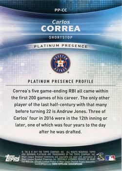 2017 Bowman Platinum - Platinum Presence #PP-CC Carlos Correa Back