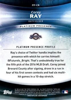 2017 Bowman Platinum - Platinum Presence #PP-CR Corey Ray Back