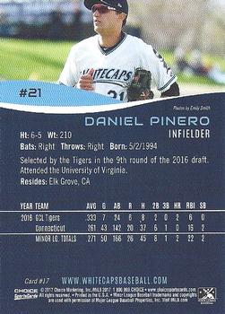 2017 Choice West Michigan Whitecaps #17 Daniel Pinero Back