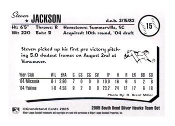 2005 Grandstand South Bend Silver Hawks #NNO Steven Jackson Back