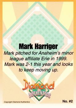 2000 Diamond Authentics Autographs - Base Set (unsigned) #2 Mark Harriger Back