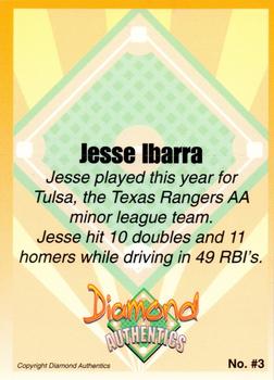 2000 Diamond Authentics Autographs - Base Set (unsigned) #3 Jesse Ibarra Back
