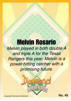 2000 Diamond Authentics Autographs - Base Set (unsigned) #5 Melvin Rosario Back