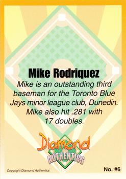 2000 Diamond Authentics Autographs - Base Set (unsigned) #6 Mike Rodriquez Back