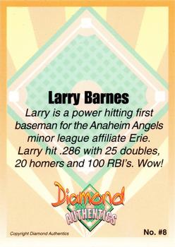2000 Diamond Authentics Autographs - Base Set (unsigned) #8 Larry Barnes Back