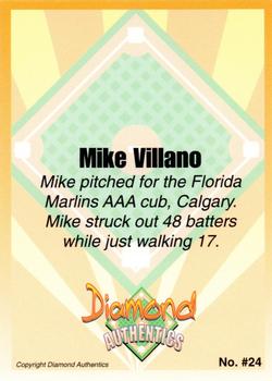 2000 Diamond Authentics Autographs - Base Set (unsigned) #24 Mike Villano Back