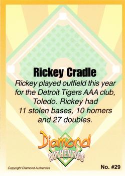 2000 Diamond Authentics Autographs - Base Set (unsigned) #29 Rickey Cradle Back