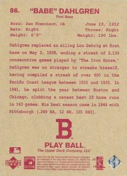 2003 Upper Deck Play Ball - Red Backs #86 Babe Dahlgren Back