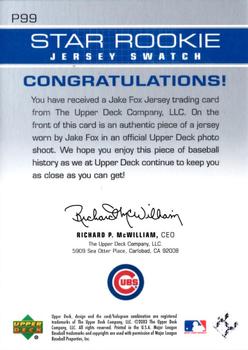 2003 Upper Deck Prospect Premieres - Game Jersey #P99 Jake Fox Back