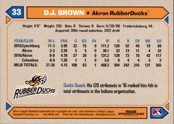 2017 Grandstand Akron RubberDucks #NNO D.J. Brown Back