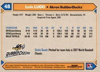 2017 Grandstand Akron RubberDucks #NNO Luis Lugo Back
