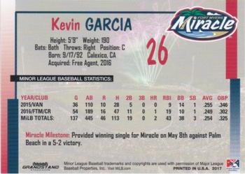 2017 Grandstand Fort Myers Miracle #NNO Kevin Garcia Back