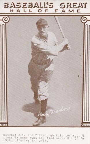 1977 Baseball's Great Hall of Fame Exhibits #NNO Hank Greenberg Front