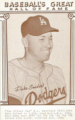 1977 Baseball's Great Hall of Fame Exhibits #NNO Duke Snider Front