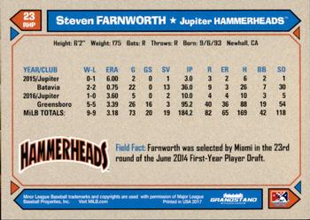 2017 Grandstand Jupiter Hammerheads #NNO Steven Farnworth Back