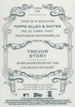 2017 Topps Allen & Ginter - Full-Size Design B Relics #FSRB-TS Trevor Story Back