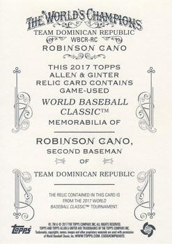 2017 Topps Allen & Ginter - World Baseball Classic Relic Full-Size #WBCR-RC Robinson Cano Back
