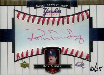 2003 Upper Deck Sweet Spot Classic - Autographs Yankee Greats Red Ink #YG-GU Ron Guidry Front