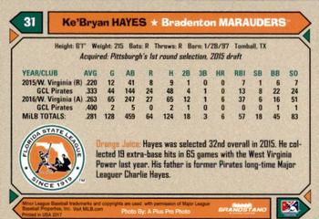 2017 Grandstand Florida State League Top Prospects #NNO Ke'Bryan Hayes Back