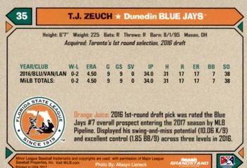 2017 Grandstand Florida State League Top Prospects #NNO T.J. Zeuch Back