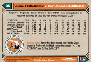 2017 Grandstand Florida State League Top Prospects #NNO Junior Fernandez Back