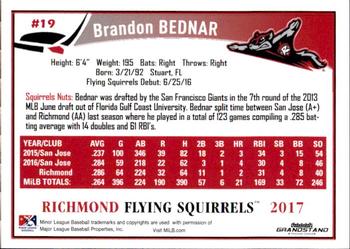 2017 Grandstand Richmond Flying Squirrels #NNO4 Brandon Bednar Back