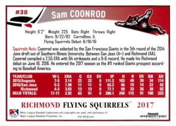 2017 Grandstand Richmond Flying Squirrels #NNO7 Sam Coonrod Back