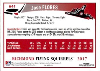 2017 Grandstand Richmond Flying Squirrels #NNO10 Jose Flores Back