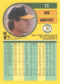 1991 Fleer #11 Rick Honeycutt Back