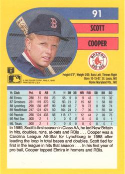 1991 Fleer #91 Scott Cooper Back