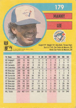 1991 Fleer #179 Manny Lee Back