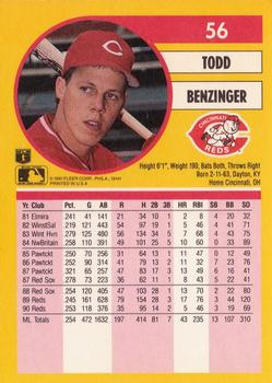 1991 Fleer #56 Todd Benzinger Back