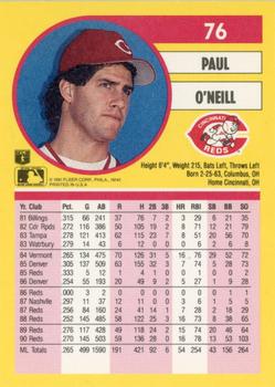 1991 Fleer #76 Paul O'Neill Back