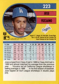 1991 Fleer #223 Jose Vizcaino Back