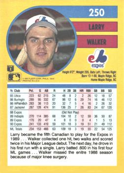 1991 Fleer #250 Larry Walker Back