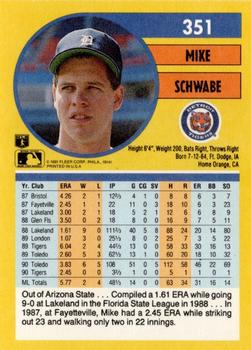 1991 Fleer #351 Mike Schwabe Back