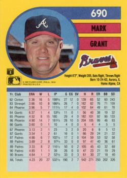 1991 Fleer #690 Mark Grant Back