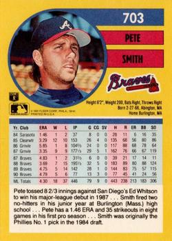 1991 Fleer #703 Pete Smith Back
