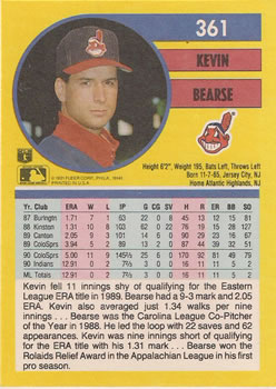 1991 Fleer #361 Kevin Bearse Back